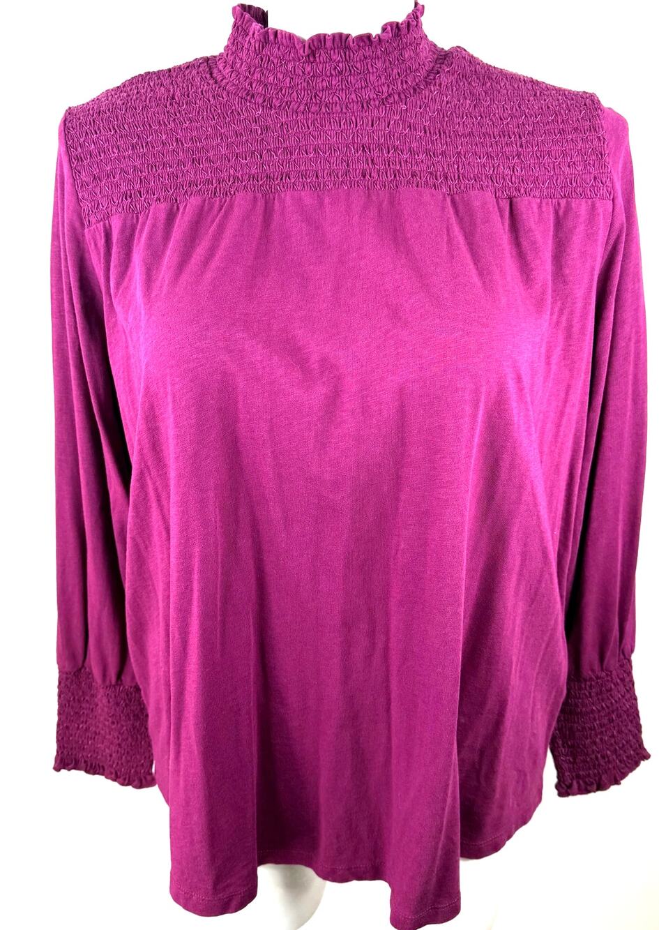 Soft Surroundings Women's Jayden Smocked Mock Neck Top Shirt Size 1X